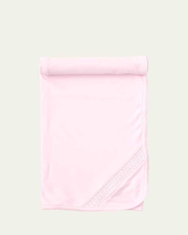 Girl's Hand-Smocked Pima Cotton Baby Blanket